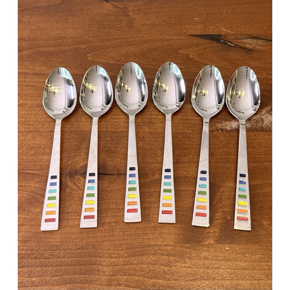 FIESTA CELEBRATION Stainless Cambridge 4 Soup Spoons Flatware 8"